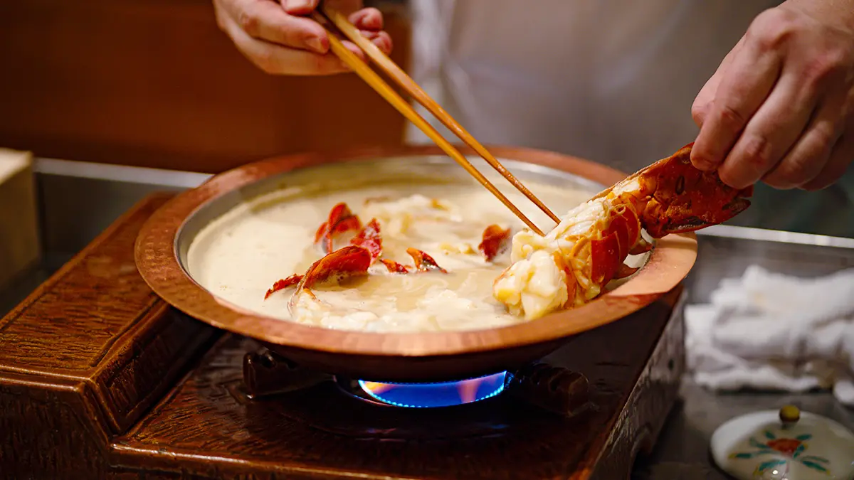 Seasonal hot dish prepared at Miura Beverly Hills, Los Angeles sushi restaurant