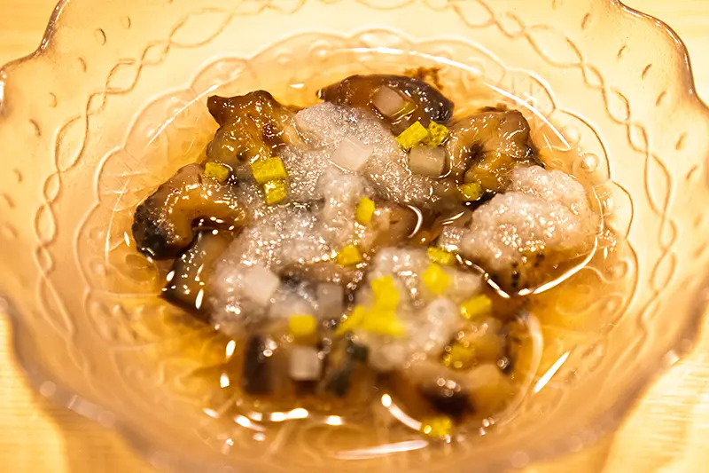 Seasonal dish from the omakase experience at Miura Beverly Hills, an Edomae sushi kappo restaurant in Los Angeles